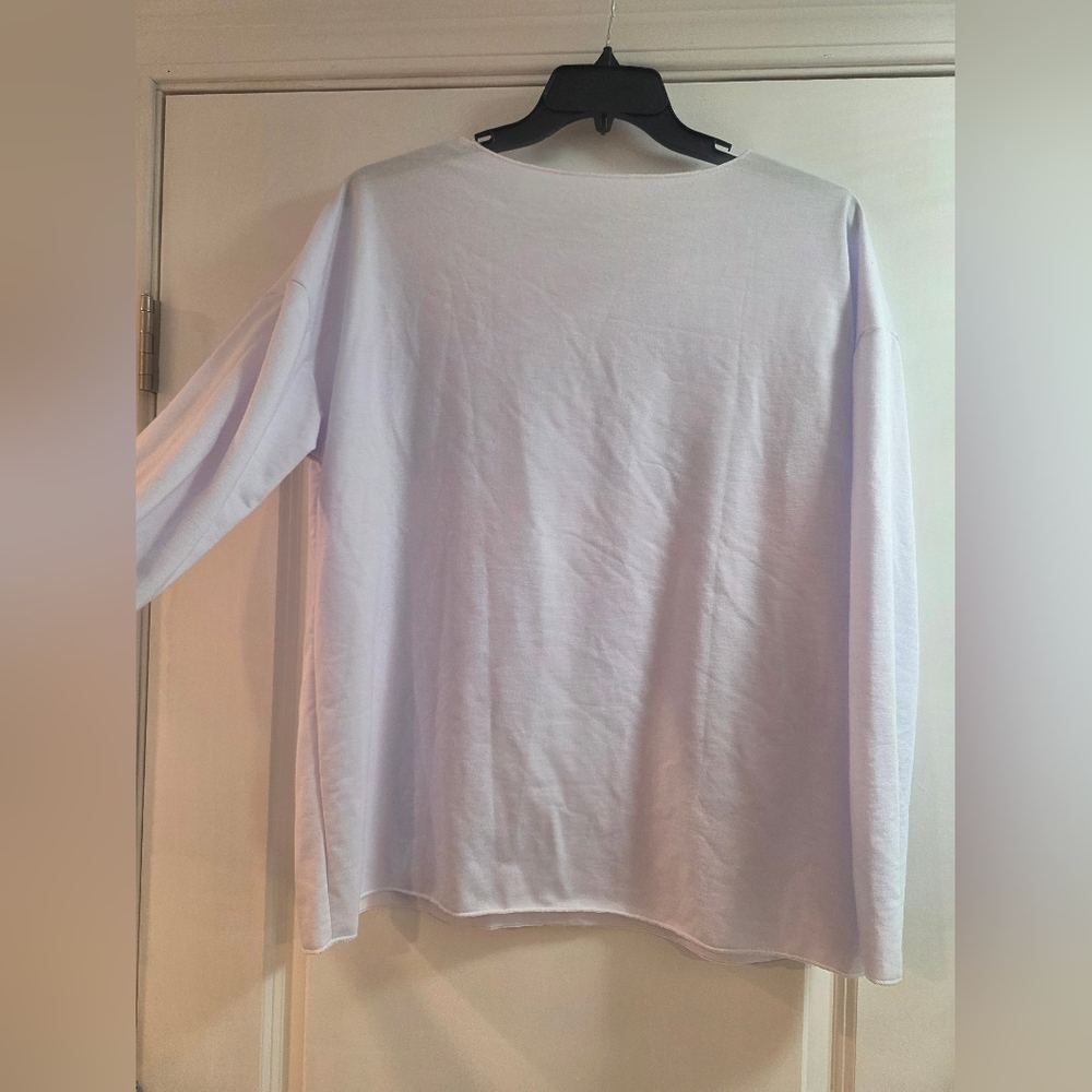 Christmas. White Long Sleeve Shirt with Palm Tree Design - Picture 3 of 3